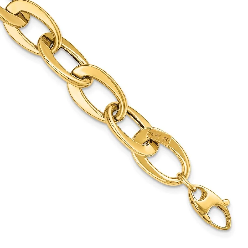 Organic gem bracelet-14k Yellow Gold 9.7mm Fancy Link Bracelet, 8"