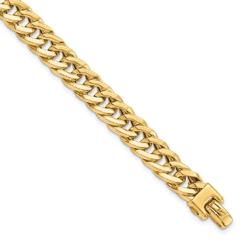 Angular stone bracelet-14k Yellow Gold 9mm Men's Bracelet, 8"