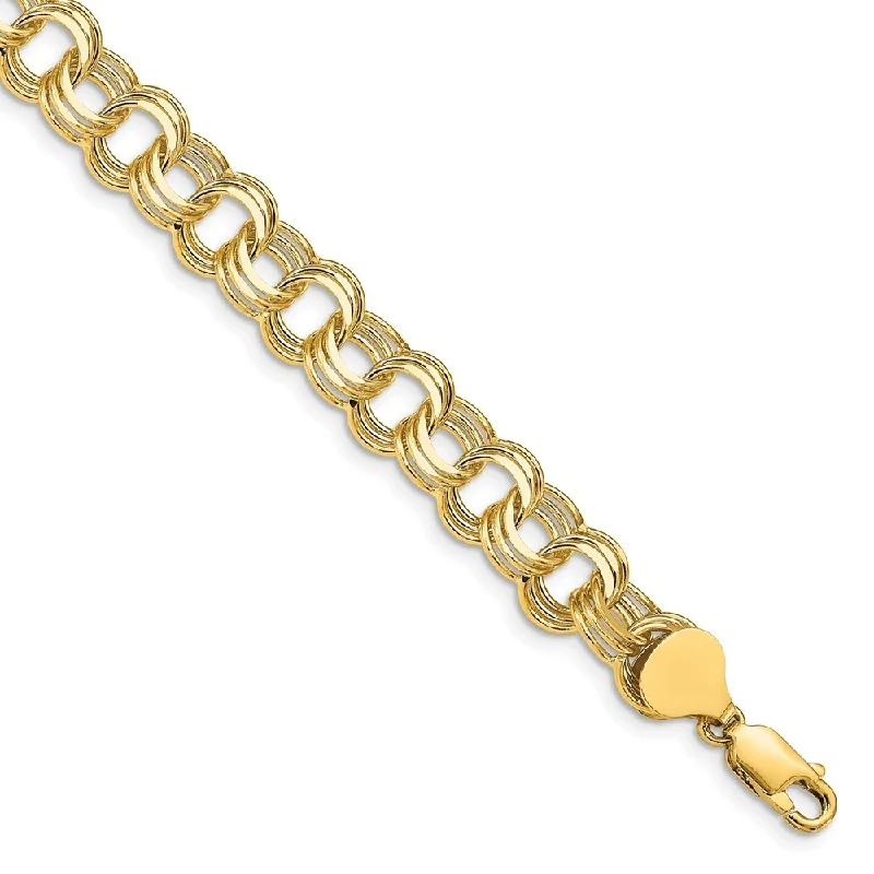 Three-stone bracelet-14k Yellow Gold 9mm Triple Link Charm Bracelet, 7"