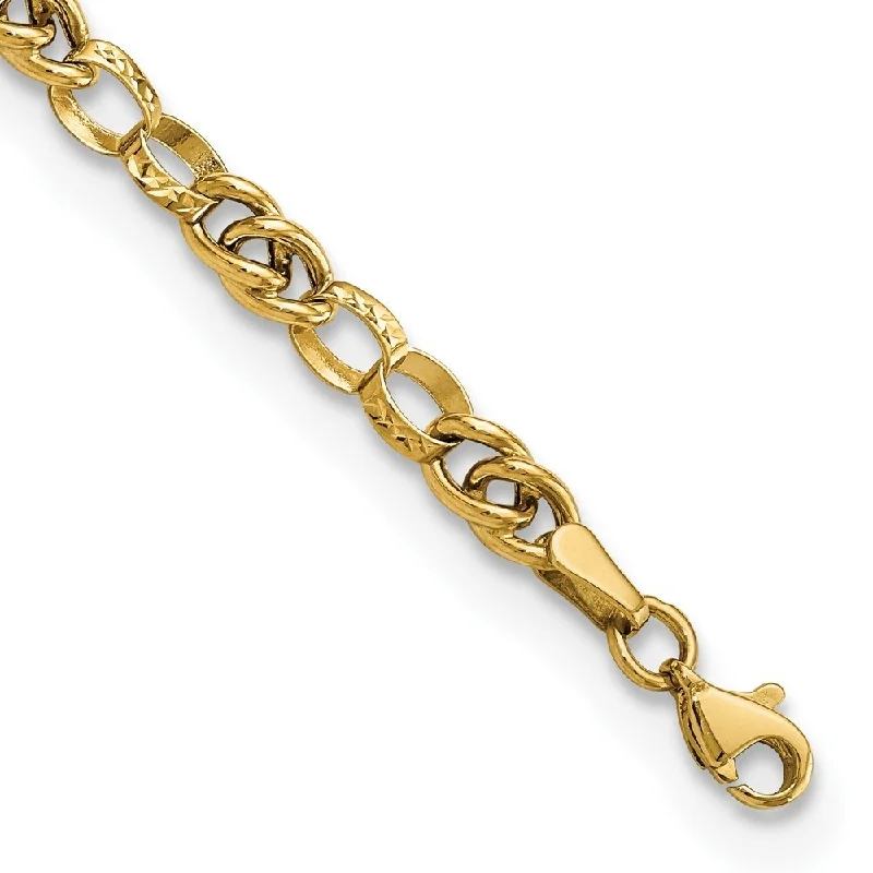 Textured edge bracelet-14k Yellow Gold Fancy Link Bracelet, 7.5" (W-4.32mm)