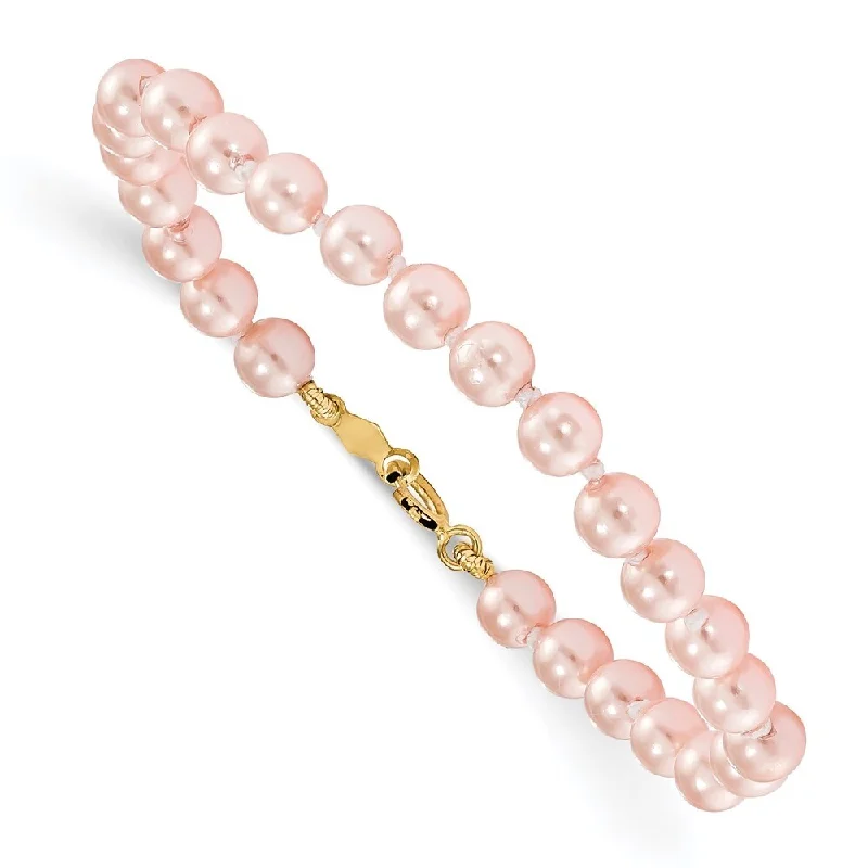 Infinity band bracelet-14k Yellow Gold Madi K 4.5mm-5.5mm Imitation Shell Pearl Bracelet, 5.25"