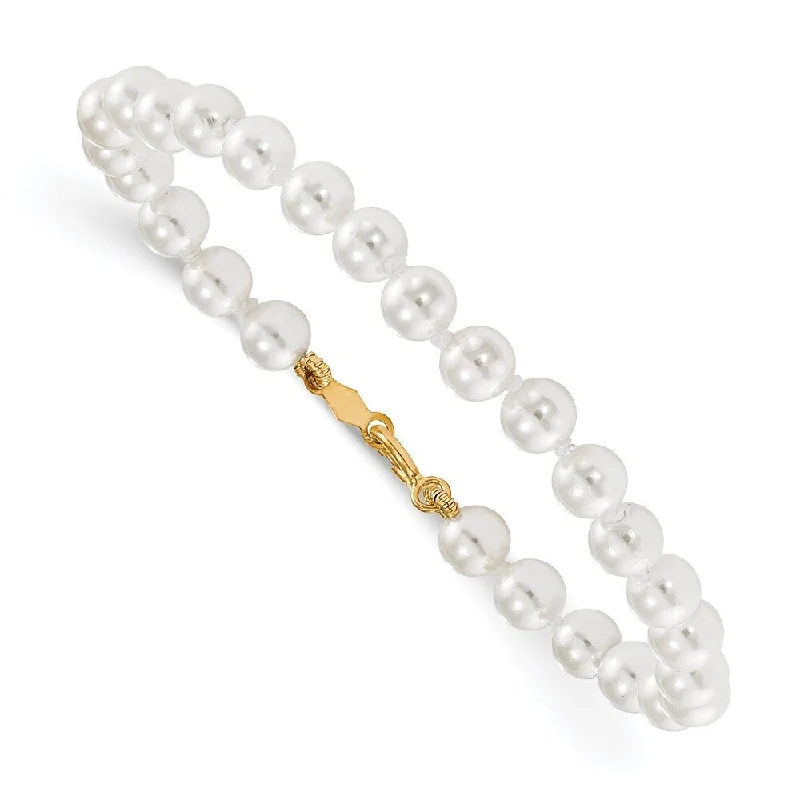 Vintage-inspired opal bracelet-14k Yellow Gold Madi K 4.5mm-5.5mm Imitation Shell Pearl Bracelet, 5.25"