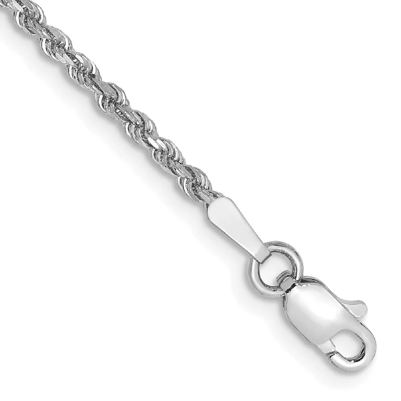 Subtle silver bracelet-14KT White Gold 6-inch 1.75MM Diamond-cut Lobster Clasp Rope Bracelet