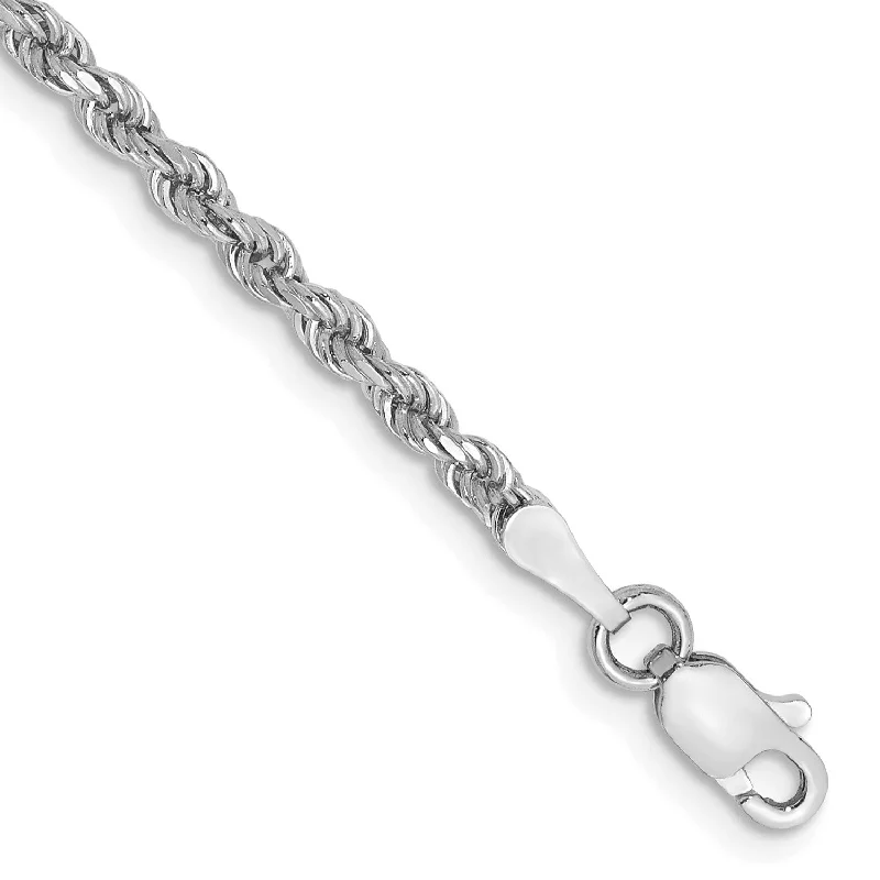 Delicate topaz bracelet-14KT White Gold 8-inch 2.25MM Diamond-cut Lobster Clasp Rope Bracelet