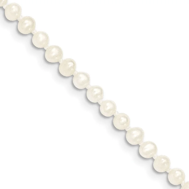 Linked hearts bracelet-14KT Yellow Gold 3MM Pearl 5-inch Childrens Bracelet