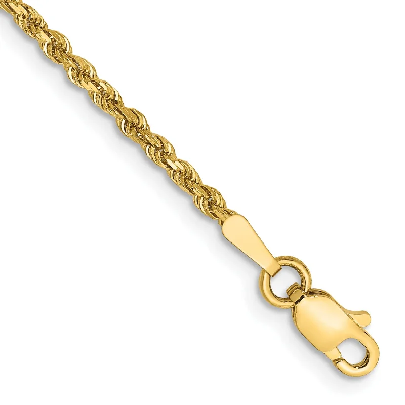 Spiked design bracelet-14KT Yellow Gold 6-inch 1.75MM Diamond-cut Lobster Clasp Rope Bracelet