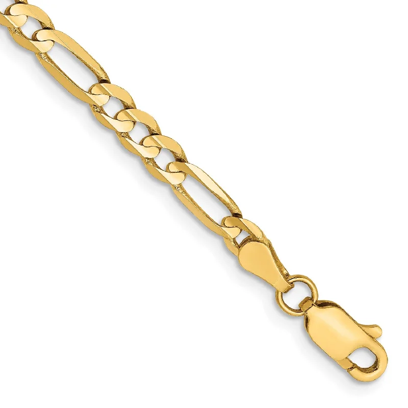 Dotted chain bracelet-14KT Yellow Gold 7-inch 4MM Lobster Clasp Figaro Bracelet