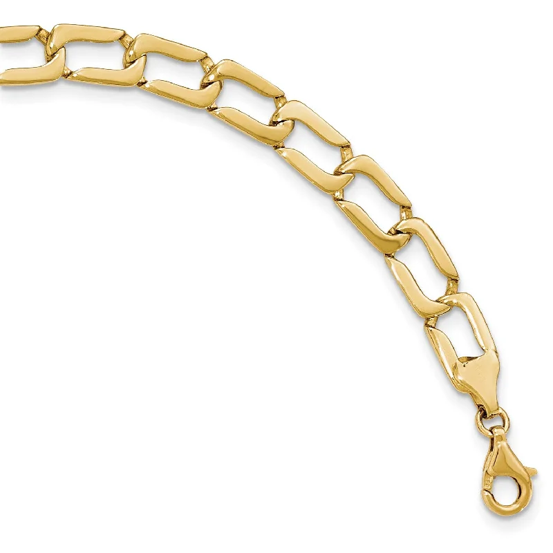 Sculpted silver bracelet-14KT Yellow Gold 8.5-inch 9MM Lobster Clasp Bracelet