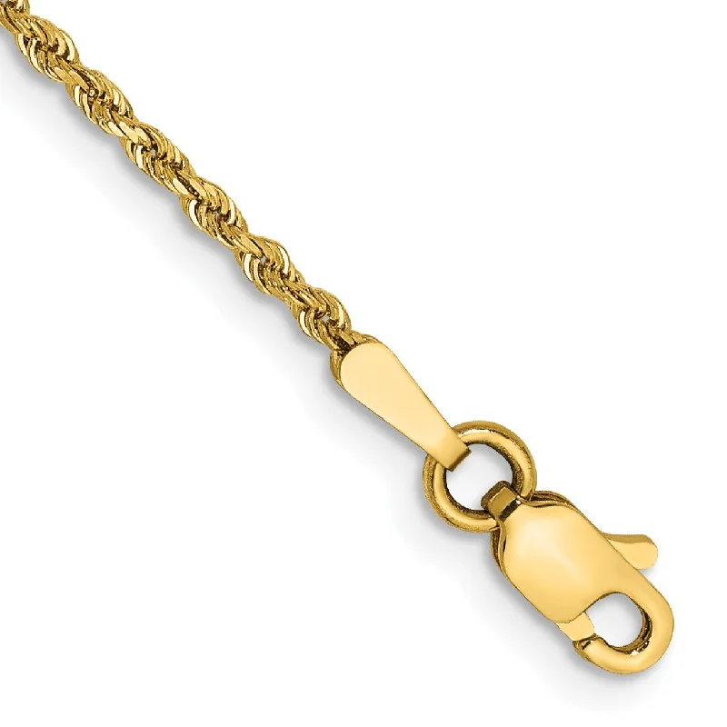 Cabochon bracelet-14KT Yellow Gold 8-inch 1.5MM Diamond-cut Lobster Clasp Rope Bracelet