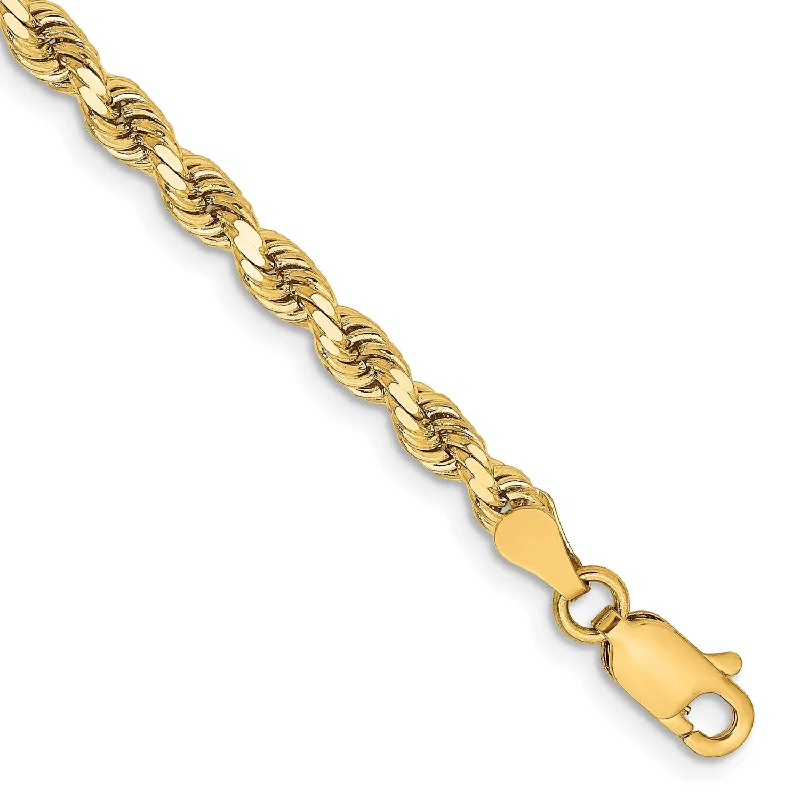 Flush-mount bracelet-14KT Yellow Gold 8-inch 3.25MM Rope Bracelet