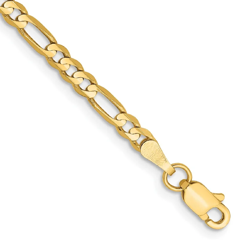 Adjustable gem bracelet-14KT Yellow Gold 8-inch 3MM Lobster Clasp Figaro Bracelet