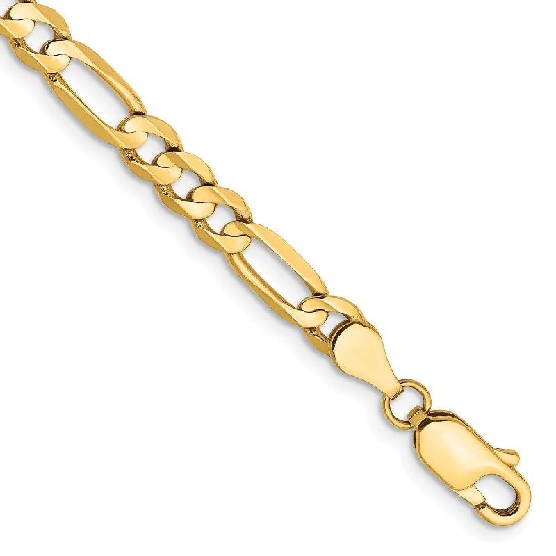 Curved bar bracelet-14KT Yellow Gold 8-inch 4.5MM Lobster Clasp Figaro Bracelet