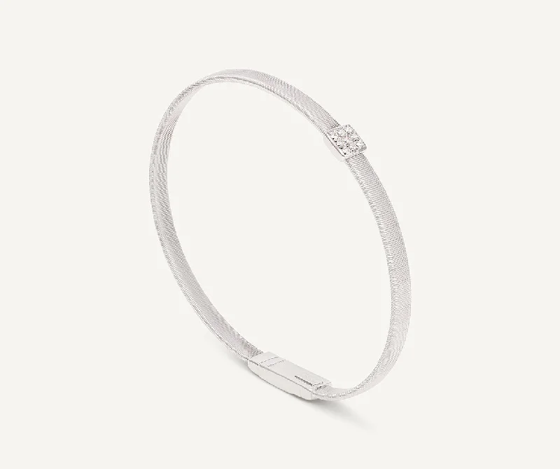 Cluster sapphire bracelet-18K White Gold Medium Stackable Bracelet With Diamonds