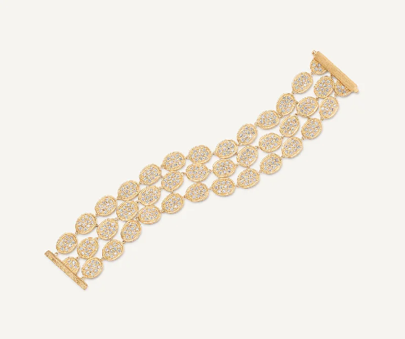 Vintage garnet bracelet-18K Yellow Gold 3-Strand Diamond Pavé Bracelet