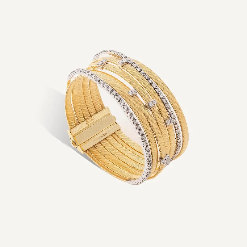 Simple topaz bracelet-18K Yellow Gold 7-Strand Coil Bracelet With Diamonds