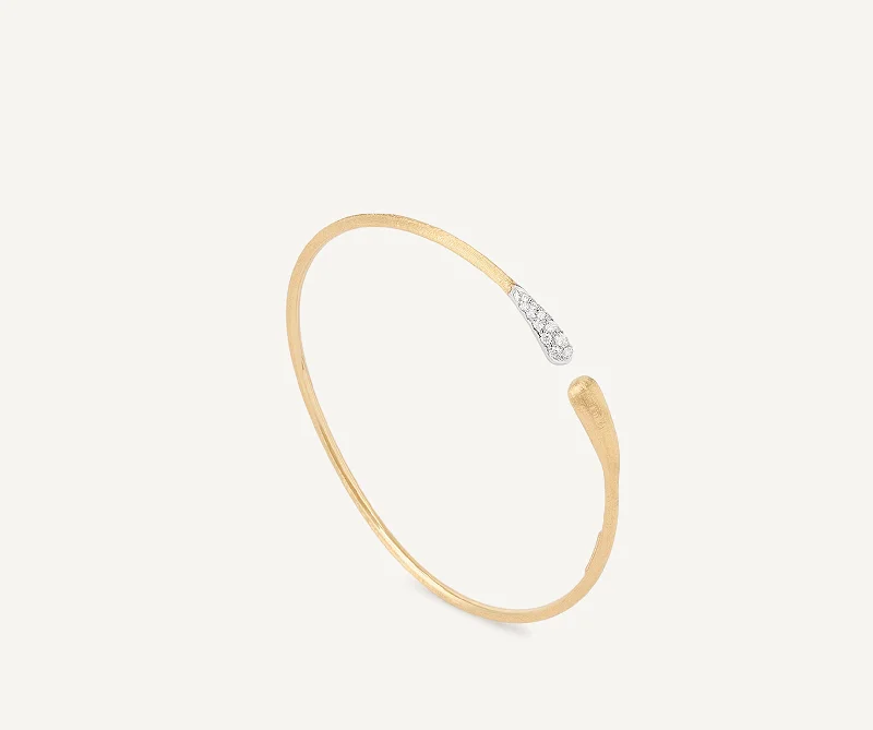 Shiny silver bracelet-18K Yellow Gold and Diamond Kissing Cuff