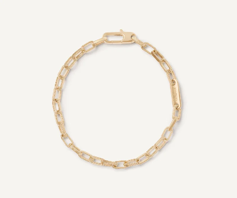 Crescent moon bracelet-18K Yellow Gold Unisex Coil Link Bracelet, Small