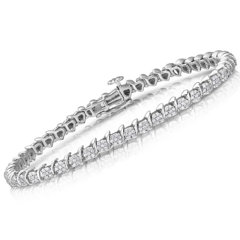 Sparkling crystal bracelet-2 CTW Diamond 7-inch Tennis Bracelet in 10KT White Gold