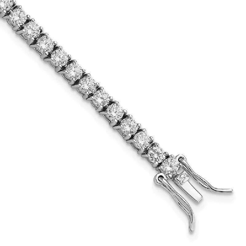 Floral engraved bracelet-925 Sterling Silver Cheryl M Rhodium-plated Cubic Zirconia Bracelet, 7"