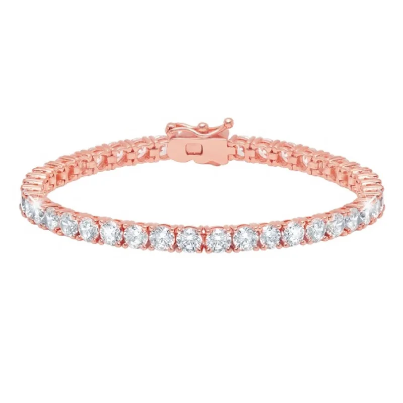 Infinity band bracelet-Crislu 18KT Rose Gold Plated Sterling Silver Round Cubic Zirconia 7-inch Tennis Bracelet