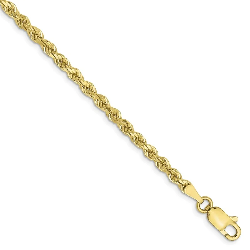 Tapered gem bracelet-Leslie's 10k Yellow Gold 2.75mm Diamond-Cut Rope Chain Bracelet, 7"