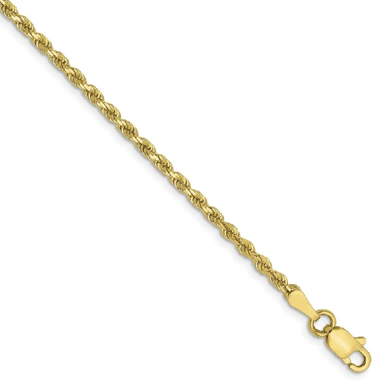 Polished stone bracelet-Leslie's 10k Yellow Gold 2mm Diamond-Cut Rope Chain Bracelet, 7"