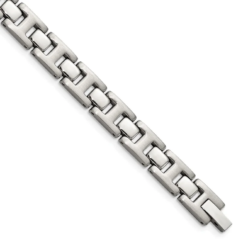 Two-stone bracelet-Stainless Steel Brushed and Polished 8.5in Bracelet