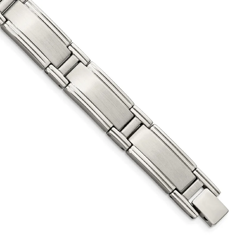 Rough-cut bracelet-Stainless Steel Brushed and Polished 9.25in Bracelet