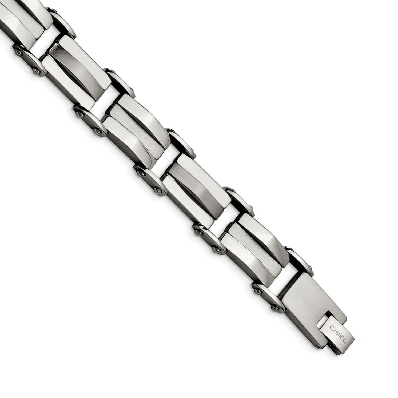 Curved bar bracelet-Stainless Steel Brushed & Polished 8.5in Bracelet