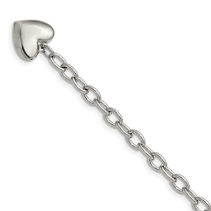 Futuristic bracelet-Stainless Steel Polished Open Link w/ Heart 8.5in Bracelet