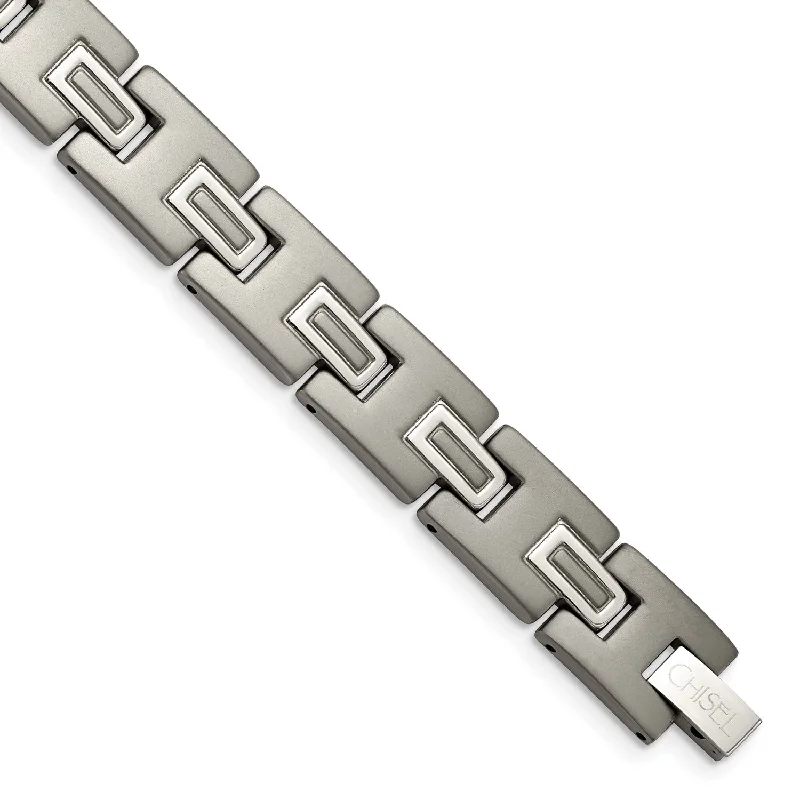 Textured silver bracelet-Titanium Brushed and Polished 8.75in Bracelet