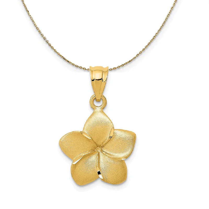 Rough-cut necklace-14k Yellow Gold 15mm Satin Plumeria Necklace