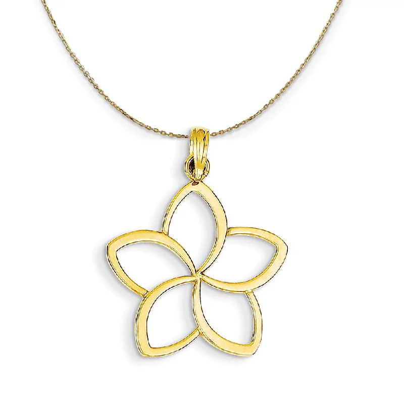 14k Yellow Gold 22mm Plumeria Silhouette Necklace