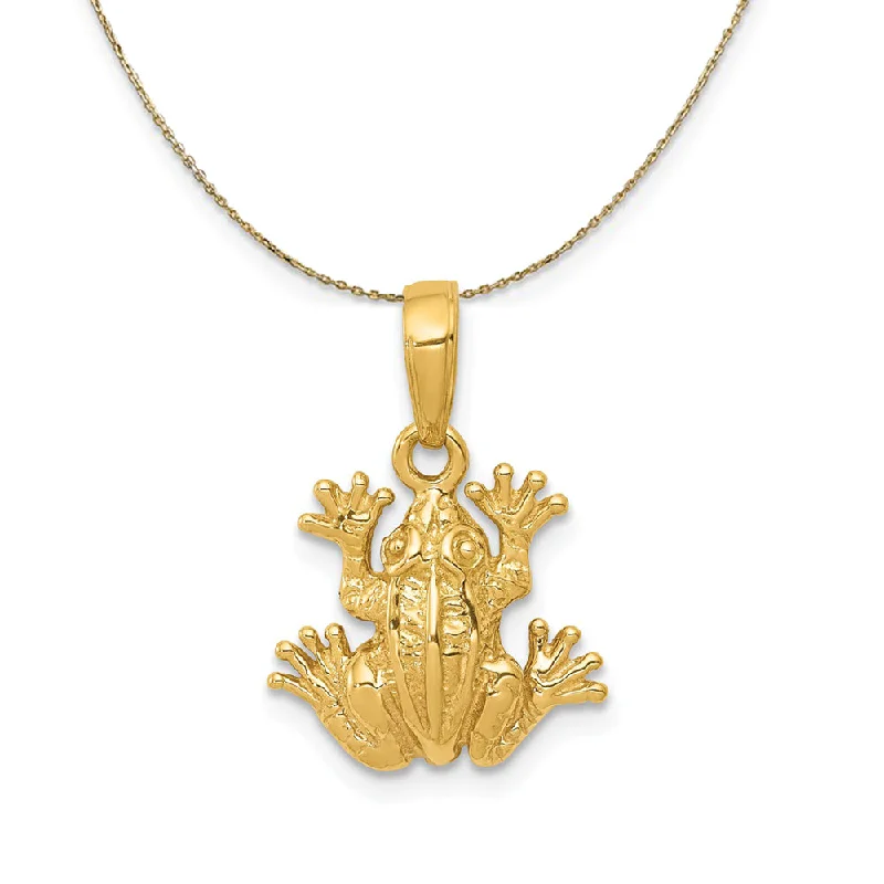 Two-stone necklace-14k Yellow Gold 2D Frog Necklace