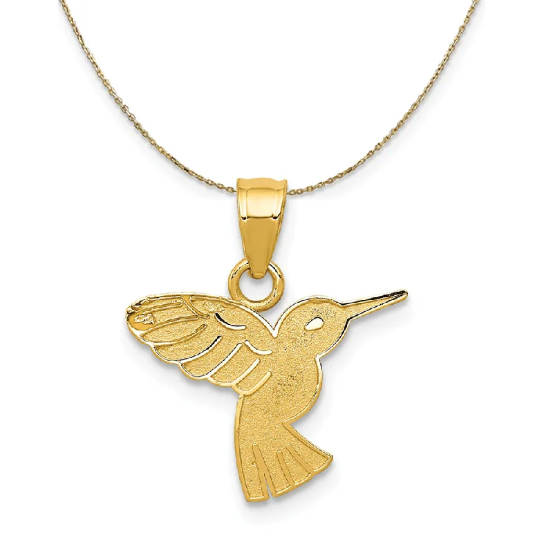 14k Yellow Gold Flat Hummingbird Necklace