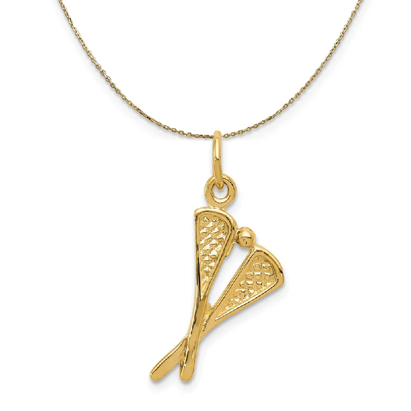 14k Yellow Gold Lacrosse Sticks Necklace