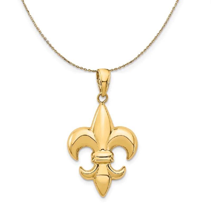 14k Yellow Gold Medium Polished Fleur De Lis Necklace