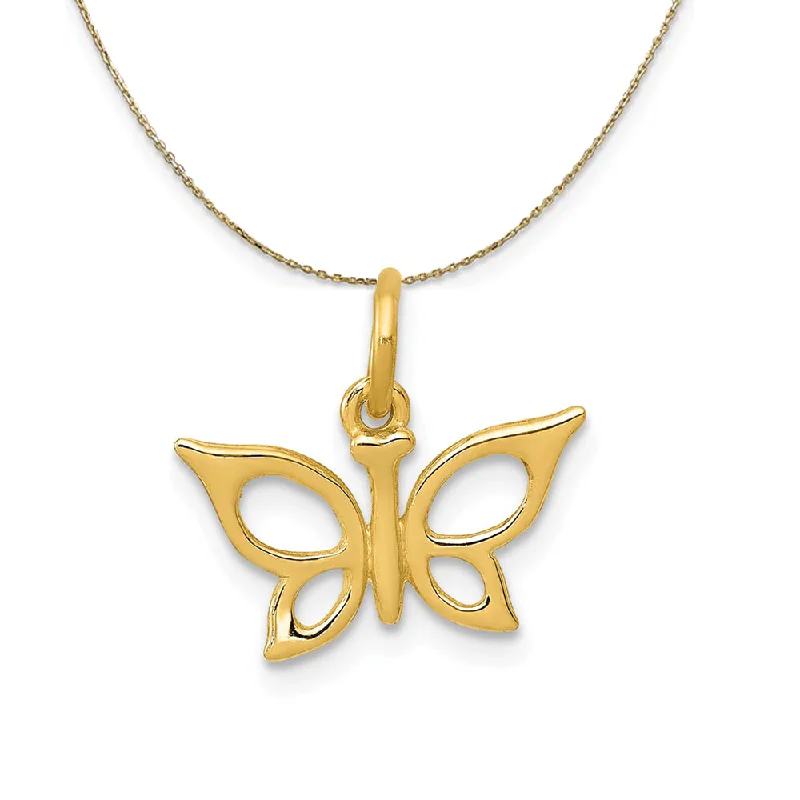 Twisted silver necklace-14k Yellow Gold Polished Butterfly (13mm) Necklace