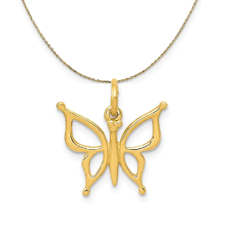 14k Yellow Gold Polished Butterfly (15mm) Necklace