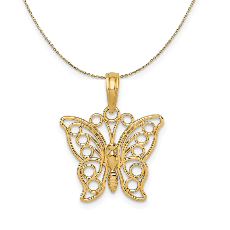 14k Yellow Gold Polished Cutout Butterfly Necklace