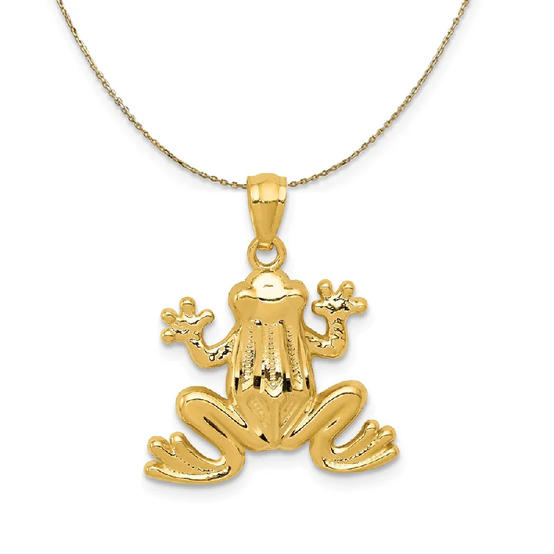 Polka dot necklace-14k Yellow Gold Polished Frog Necklace