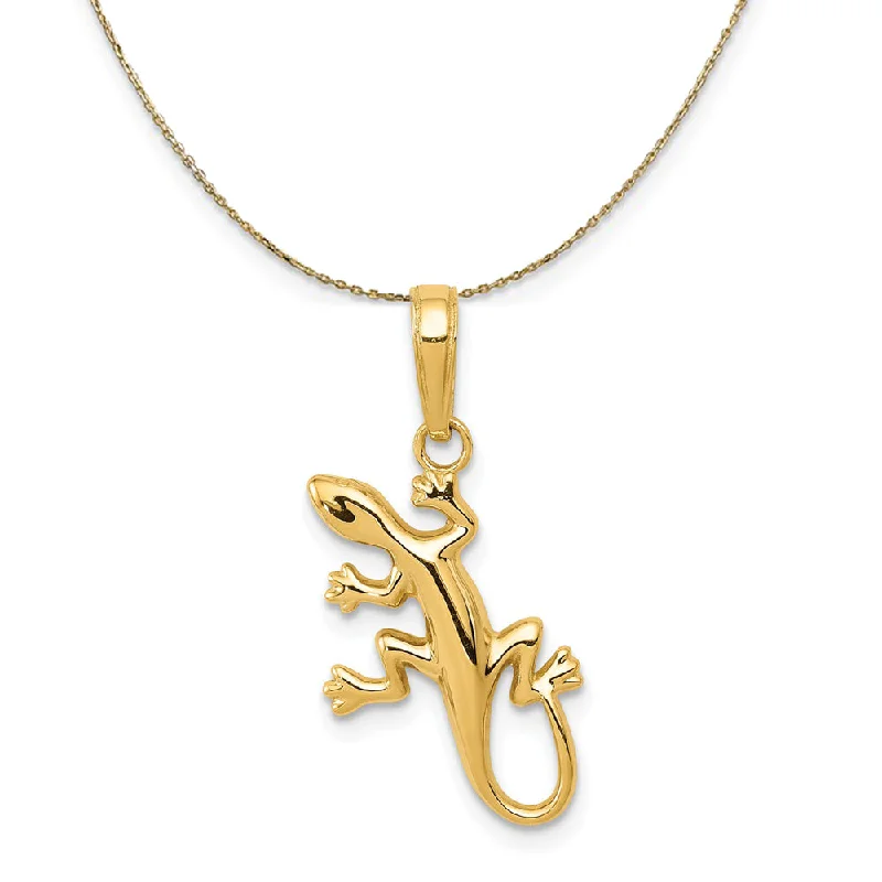 14k Yellow Gold Small 2D Polished Lizard Necklace