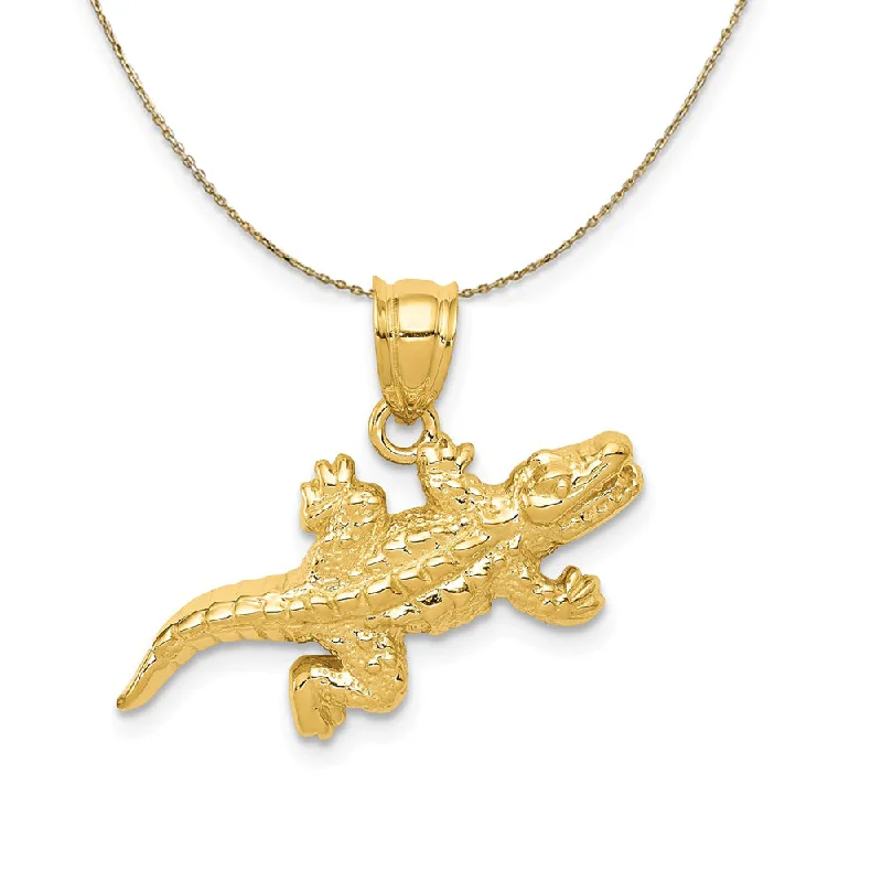 Dotted chain necklace-14k Yellow Gold Small Polished 2D Alligator Necklace