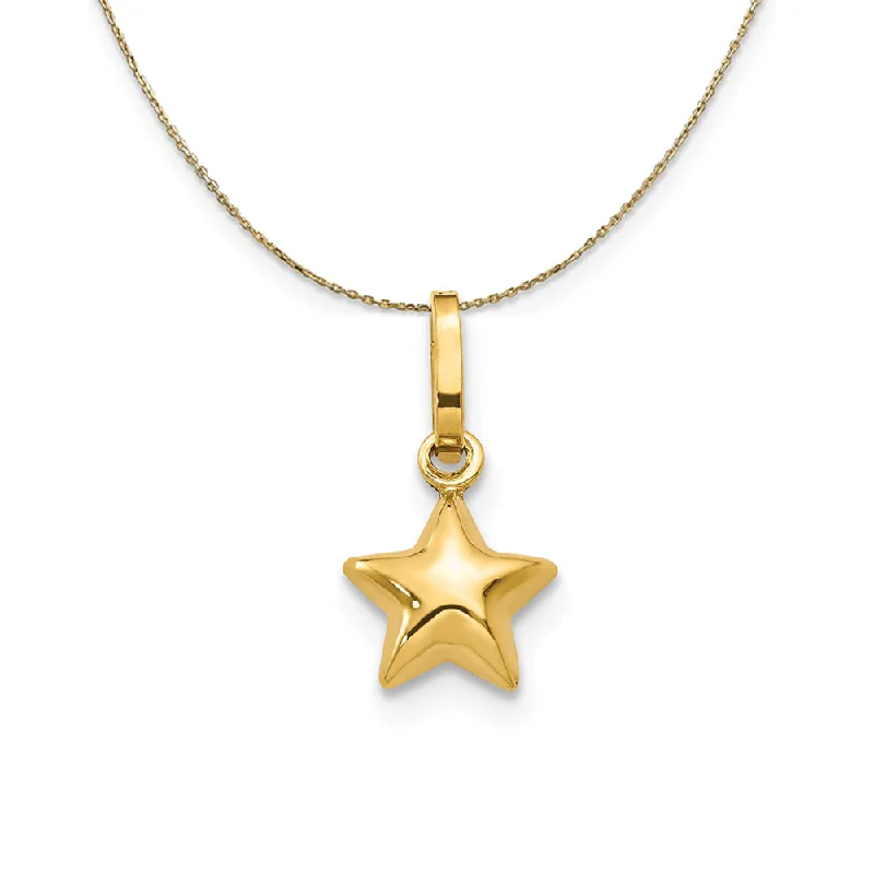 Modern layered necklace-14k Yellow Gold Tiny 6mm Puffed Star Necklace