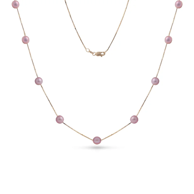 Starburst necklace-18" Freshwater Pearl Necklace in Gold - 5-6mm