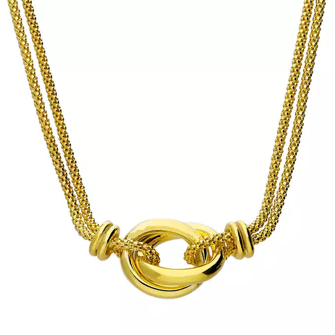 Sleek platinum necklace-18ct Gold Plated Silver Entwined Knotted Rings Necklace