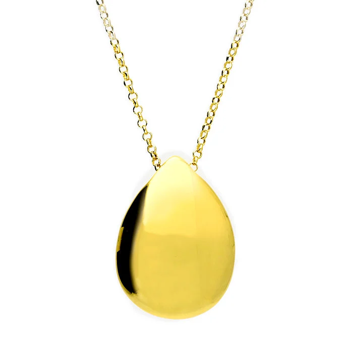 Tension-set necklace-18ct Gold Plated Sterling Silver Teardrop Pendant Necklace