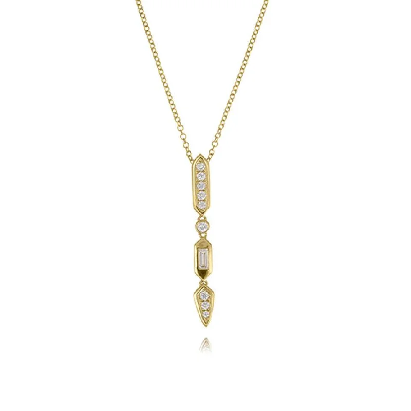 Vintage moonstone necklace-18ct Yellow Gold Diamond Drop Pendant Necklace