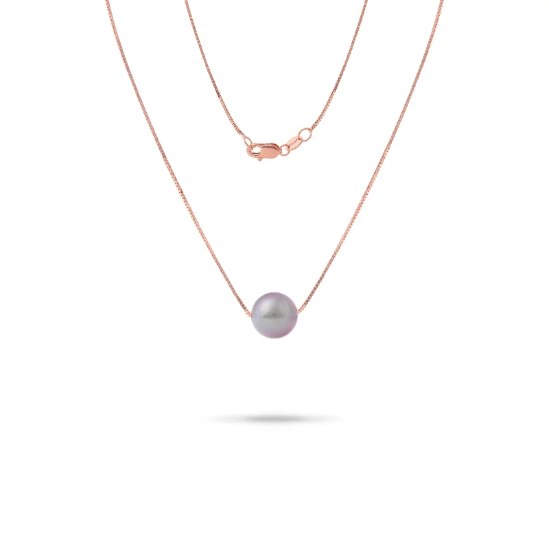 Futuristic diamond necklace-16-18" Adjustable Freshwater Lilac Pearl Necklace in Rose Gold - 9-10mm