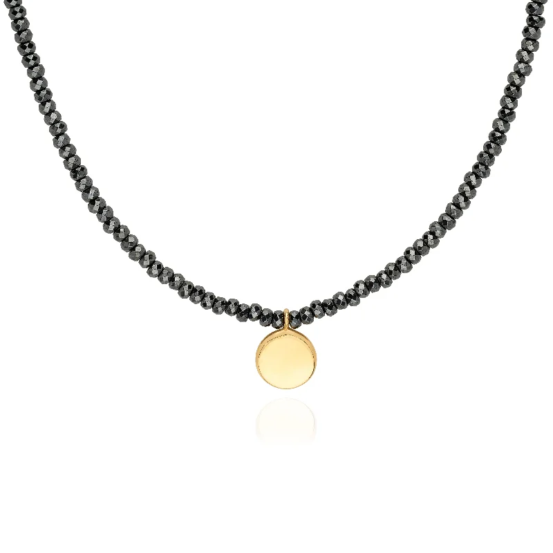 Five-stone necklace-Anna Beck Beaded Hematite Circle Pendant Necklace